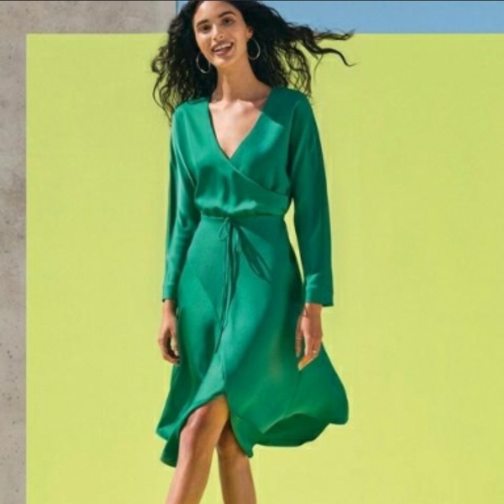 WOMAN’S EMERALD WARP DRESS - CUSHNIE - Picture 6 of 6
